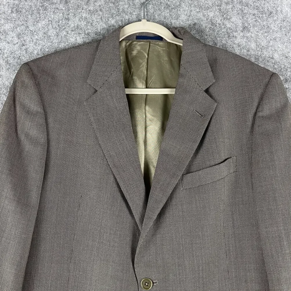 Daniel Cremieux Loro Piana Wool Blazer Sport Coat Mens 42R Brown Geometric USA‎